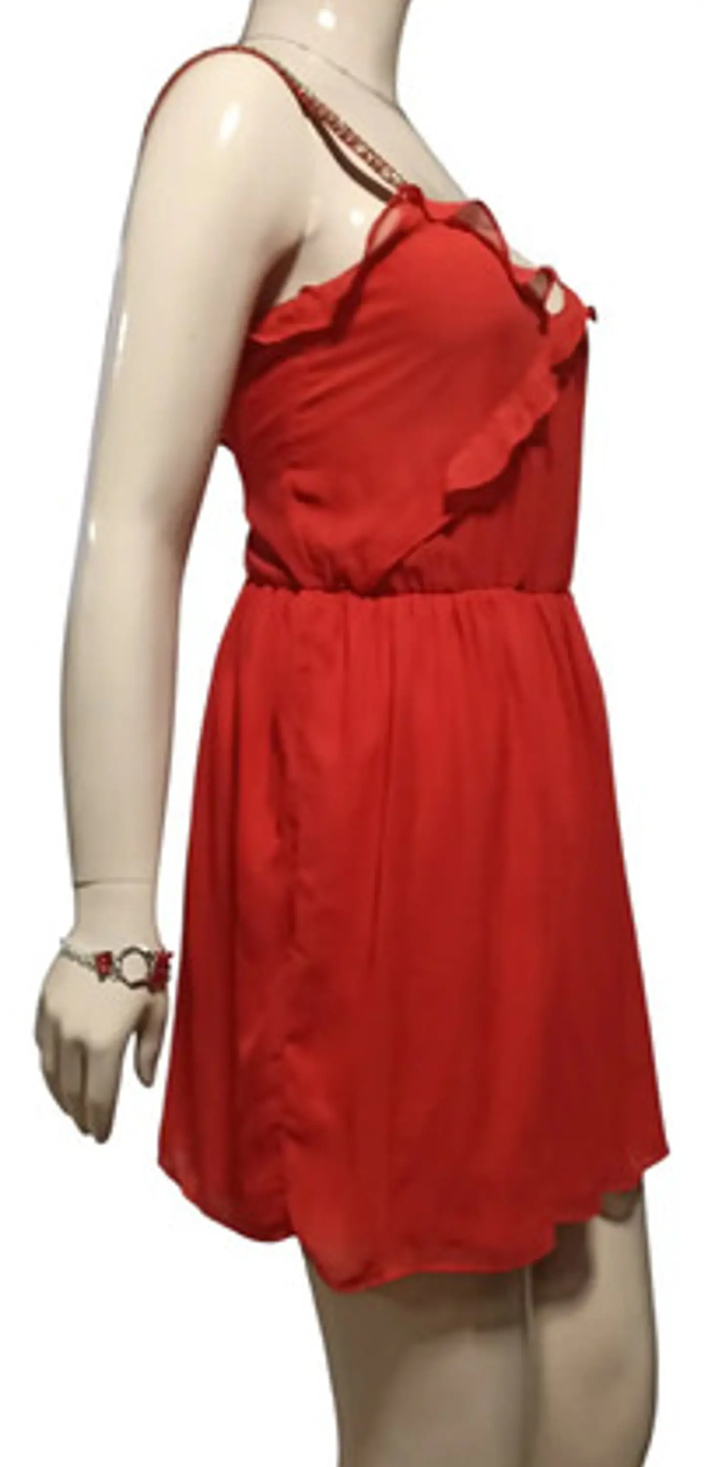 Vestido De Fiesta - Noche De Gasa Roja Marca Zara Talla L 4