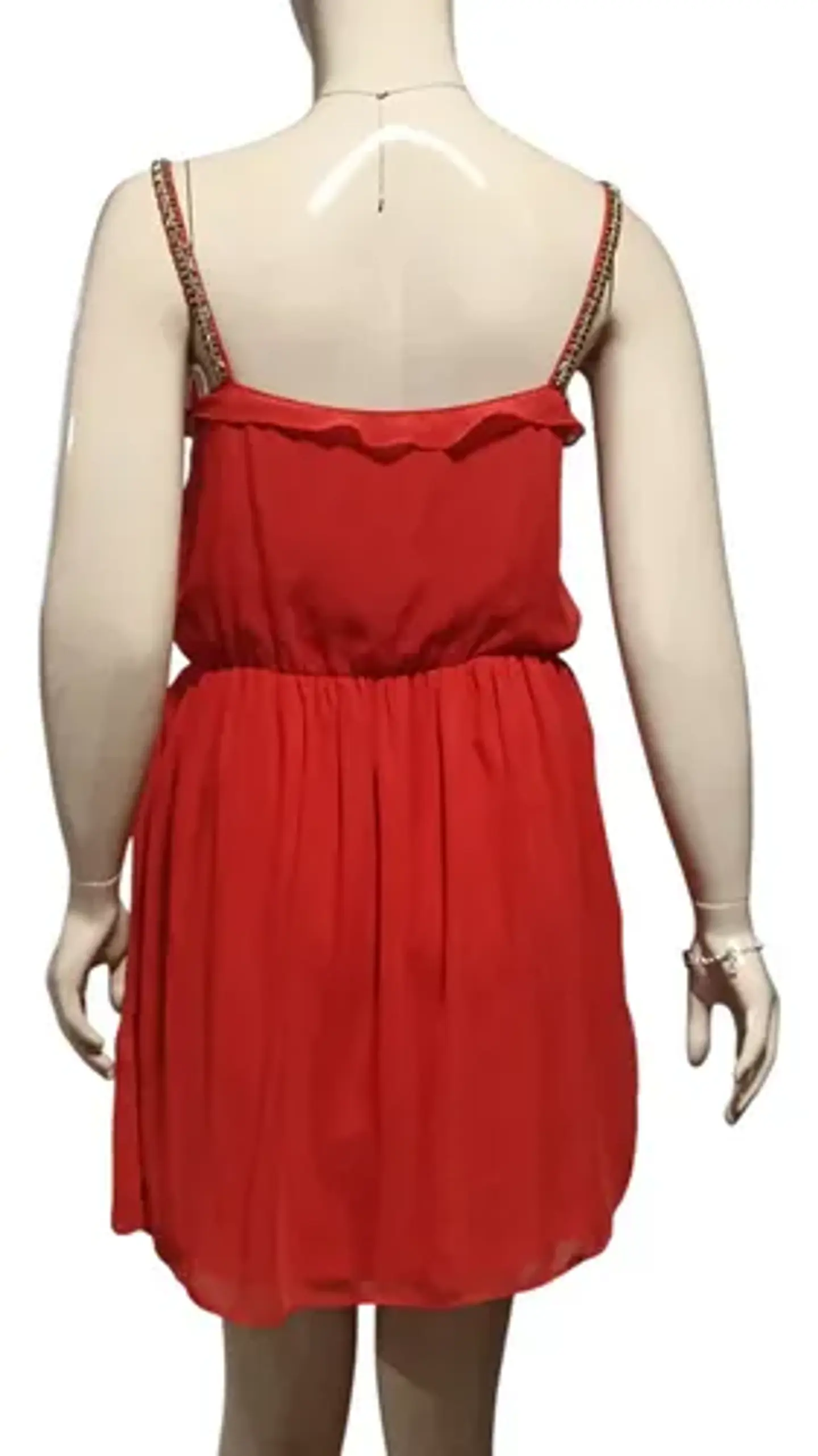 Vestido De Fiesta - Noche De Gasa Roja Marca Zara Talla L 6