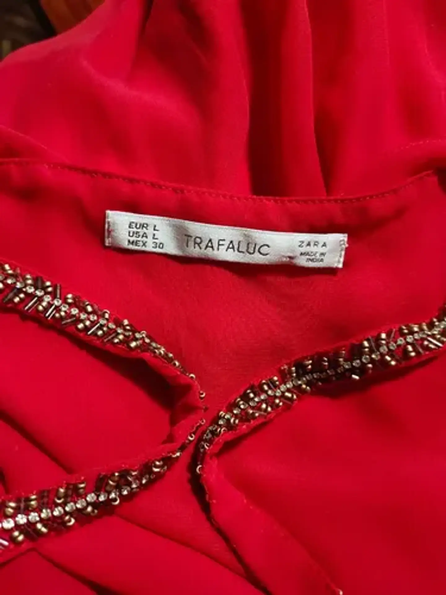 Vestido De Fiesta - Noche De Gasa Roja Marca Zara Talla L 7