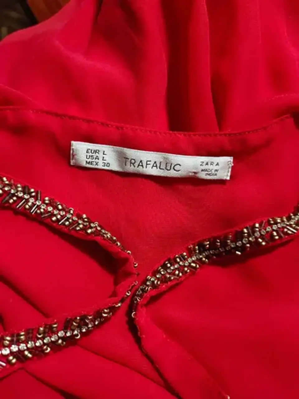 Vestido De Fiesta - Noche De Gasa Roja Marca Zara Talla L 7