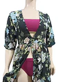 Kimono Largo Floreado Negro Salida De Playa Mujer Talla M - Miniatura 6