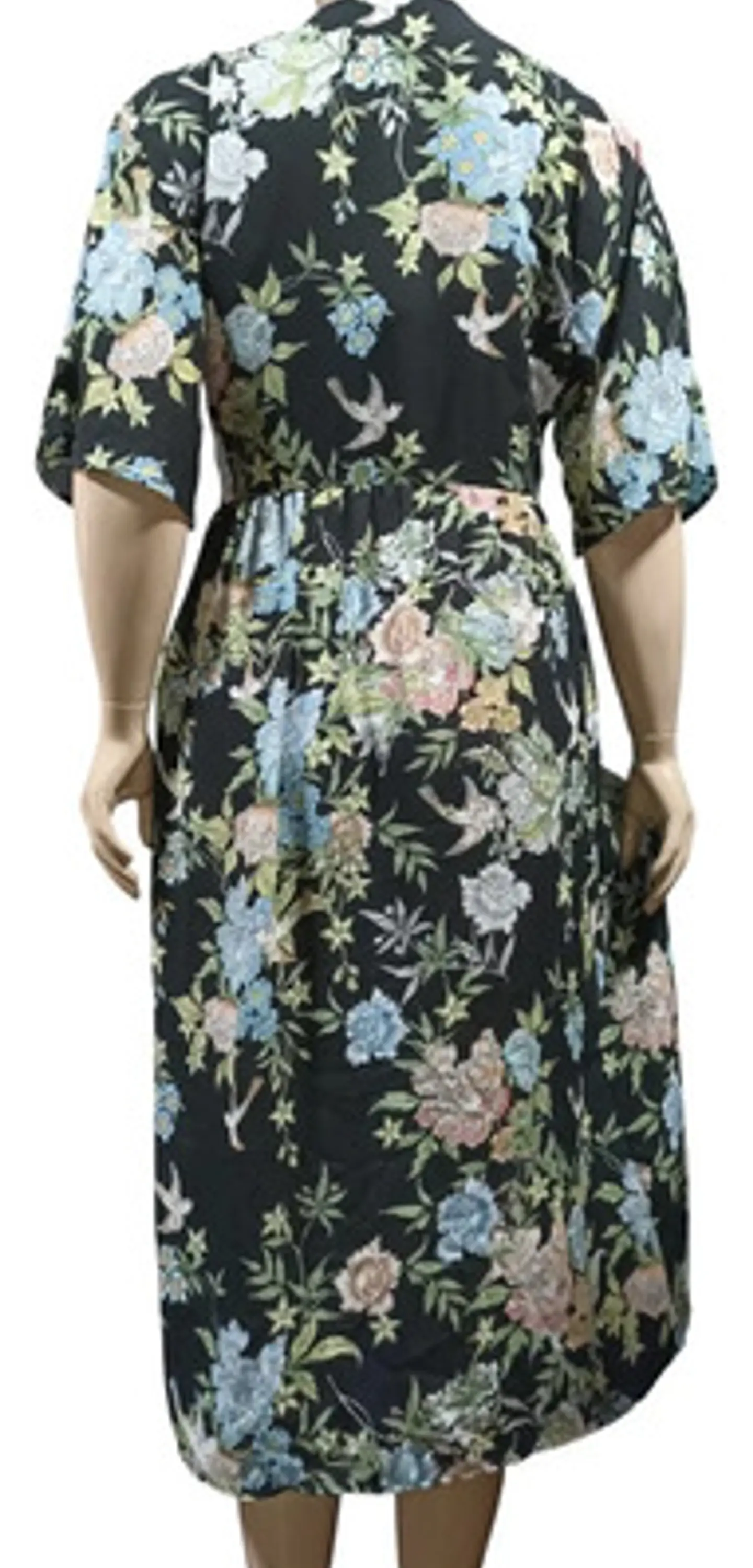 Kimono Largo Floreado Negro Salida De Playa Mujer Talla M 7