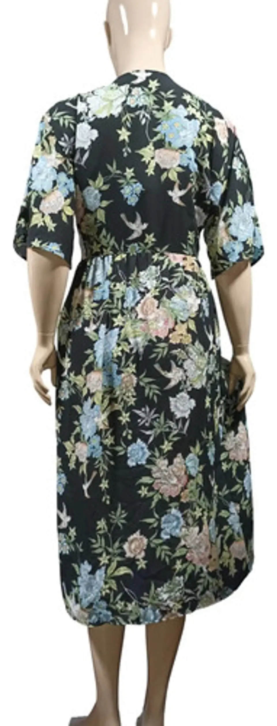 Kimono Largo Floreado Negro Salida De Playa Mujer Talla M 7