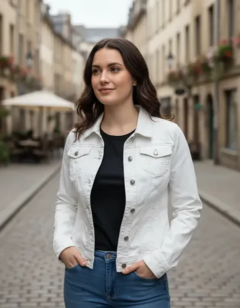 Chaqueta de Mezclilla Blanca Eddie Bauer - Talla M