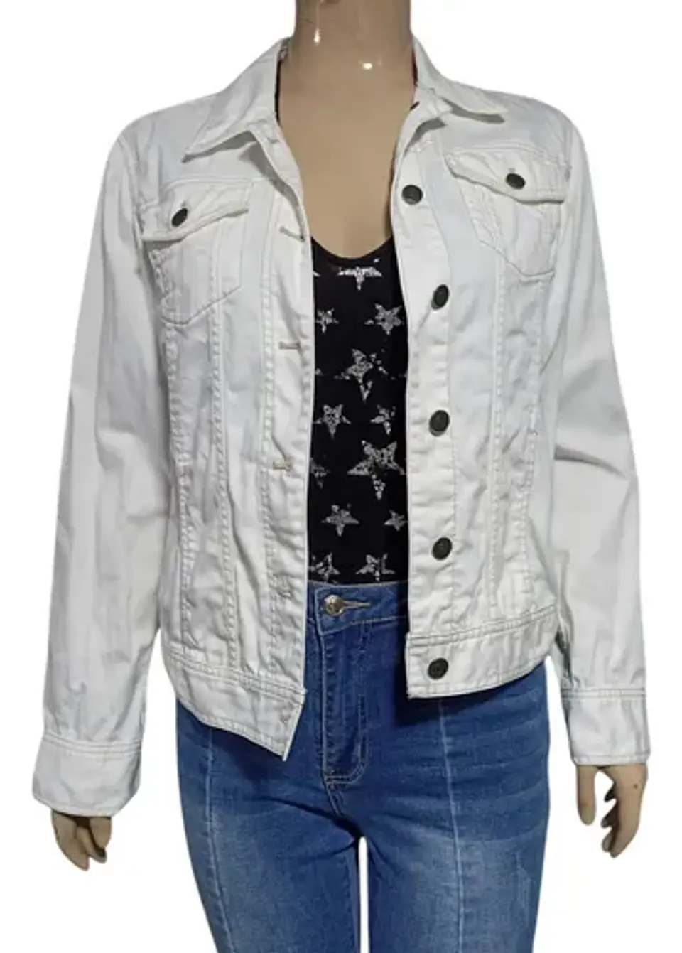 Chaqueta de Mezclilla Blanca Eddie Bauer - Talla M 2