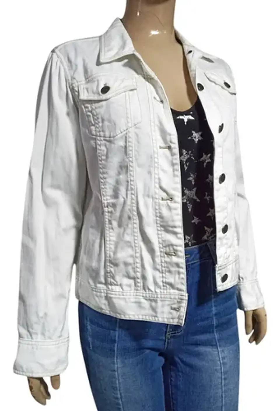 Chaqueta de Mezclilla Blanca Eddie Bauer - Talla M 3