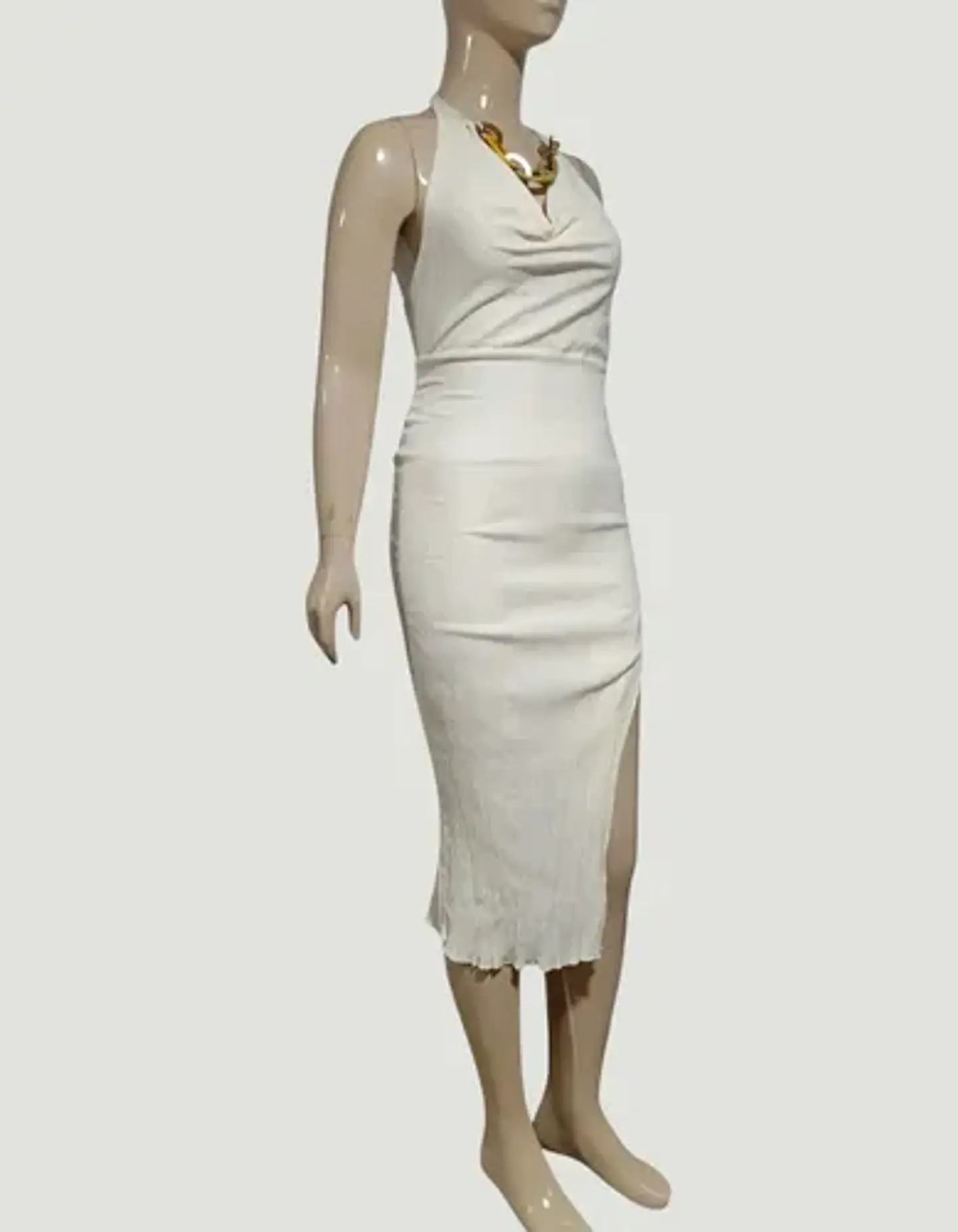 Vestido Zara Midi  Con Tajo Lateral Y Detalle De Cadena 3