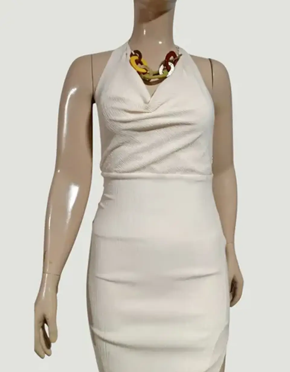 Vestido Zara Midi  Con Tajo Lateral Y Detalle De Cadena 4