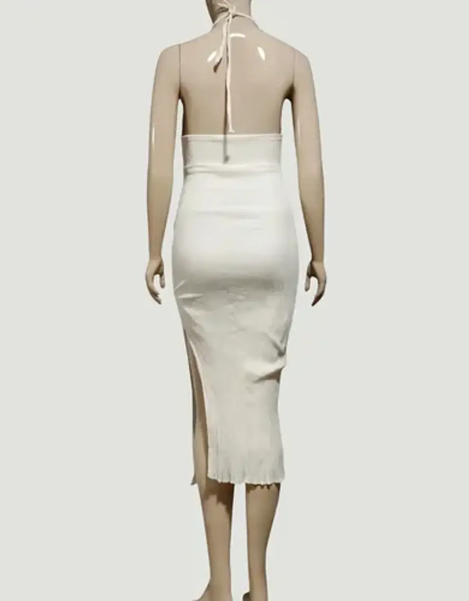 Vestido Zara Midi  Con Tajo Lateral Y Detalle De Cadena 7