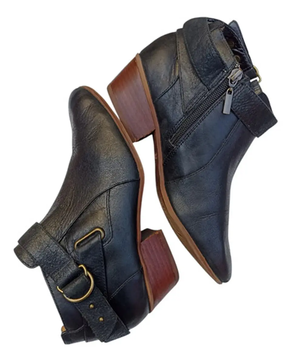 Botín Negro Clarks De Cuero Genuino Con Taco - Talla 38  2