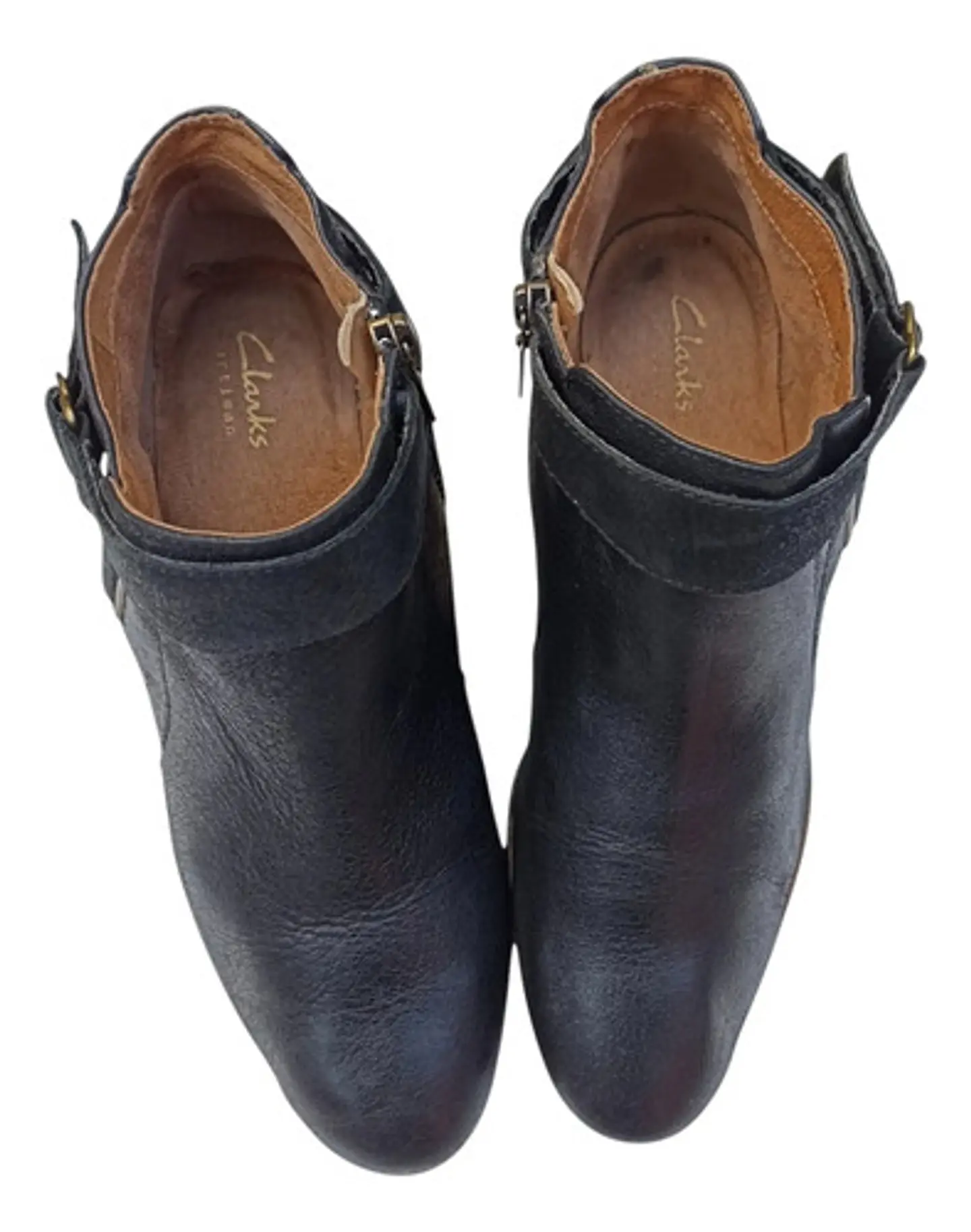 Botín Negro Clarks De Cuero Genuino Con Taco - Talla 38  4