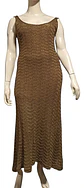 Vestido Largo Ajustado Tejido Brillante Bronce Talla Xl - Miniatura 2