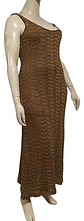 Vestido Largo Ajustado Tejido Brillante Bronce Talla Xl - Miniatura 3