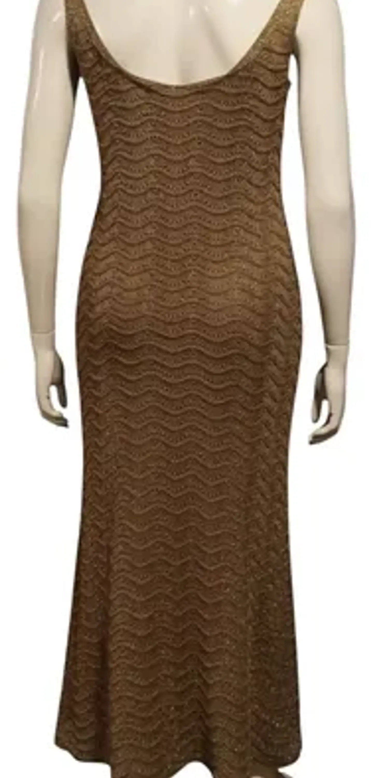 Vestido Largo Ajustado Tejido Brillante Bronce Talla Xl 8