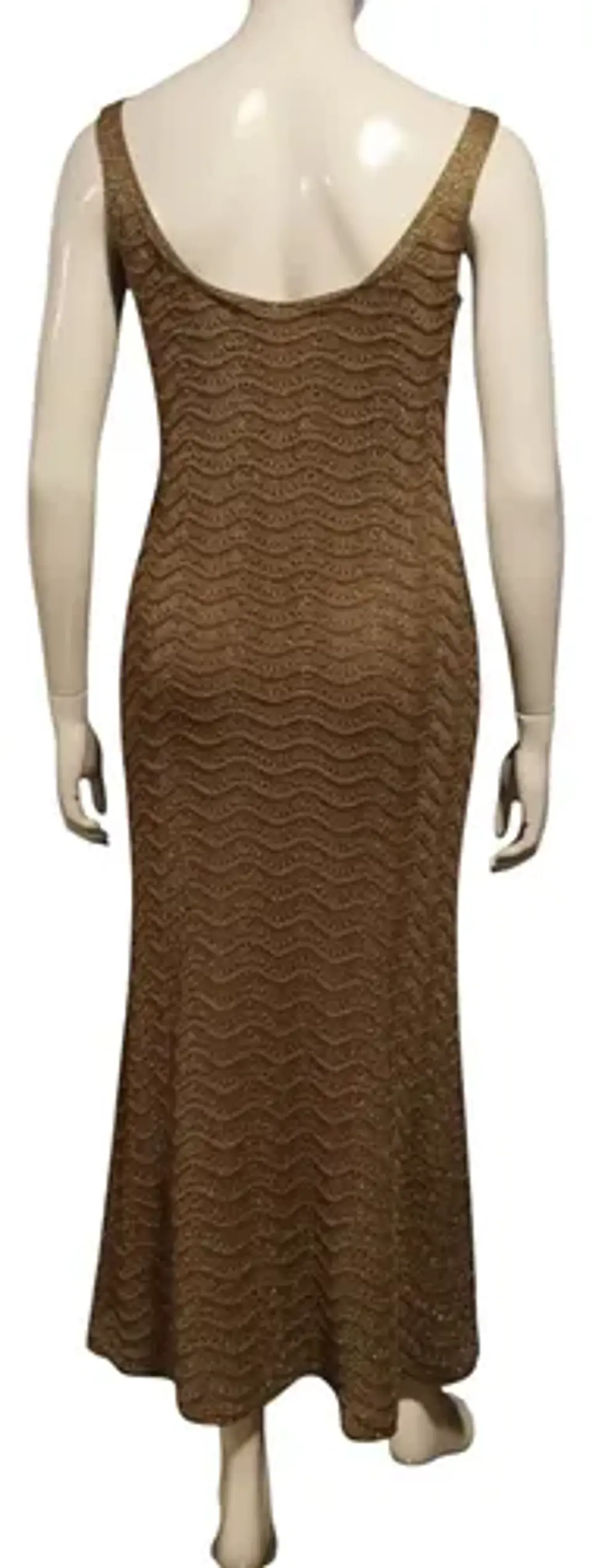 Vestido Largo Ajustado Tejido Brillante Bronce Talla Xl 8