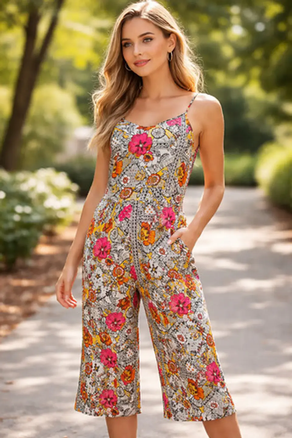 Enterito Pescador Floral Estampado De Viscosa Talla M - L 1