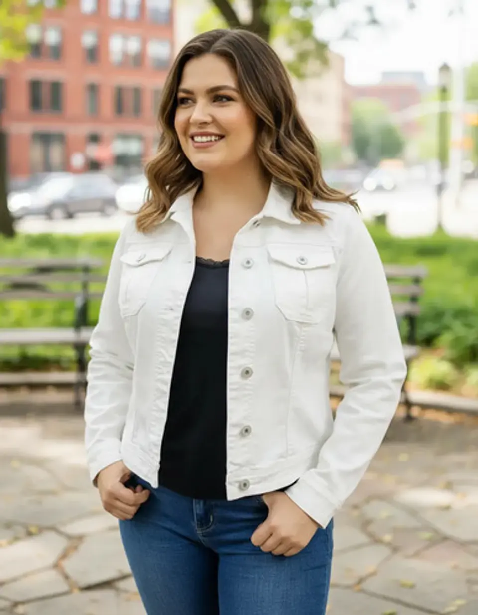 Chaqueta De Mezclilla Blanca Mujer Parasuco 2016 - Talla Xl 1