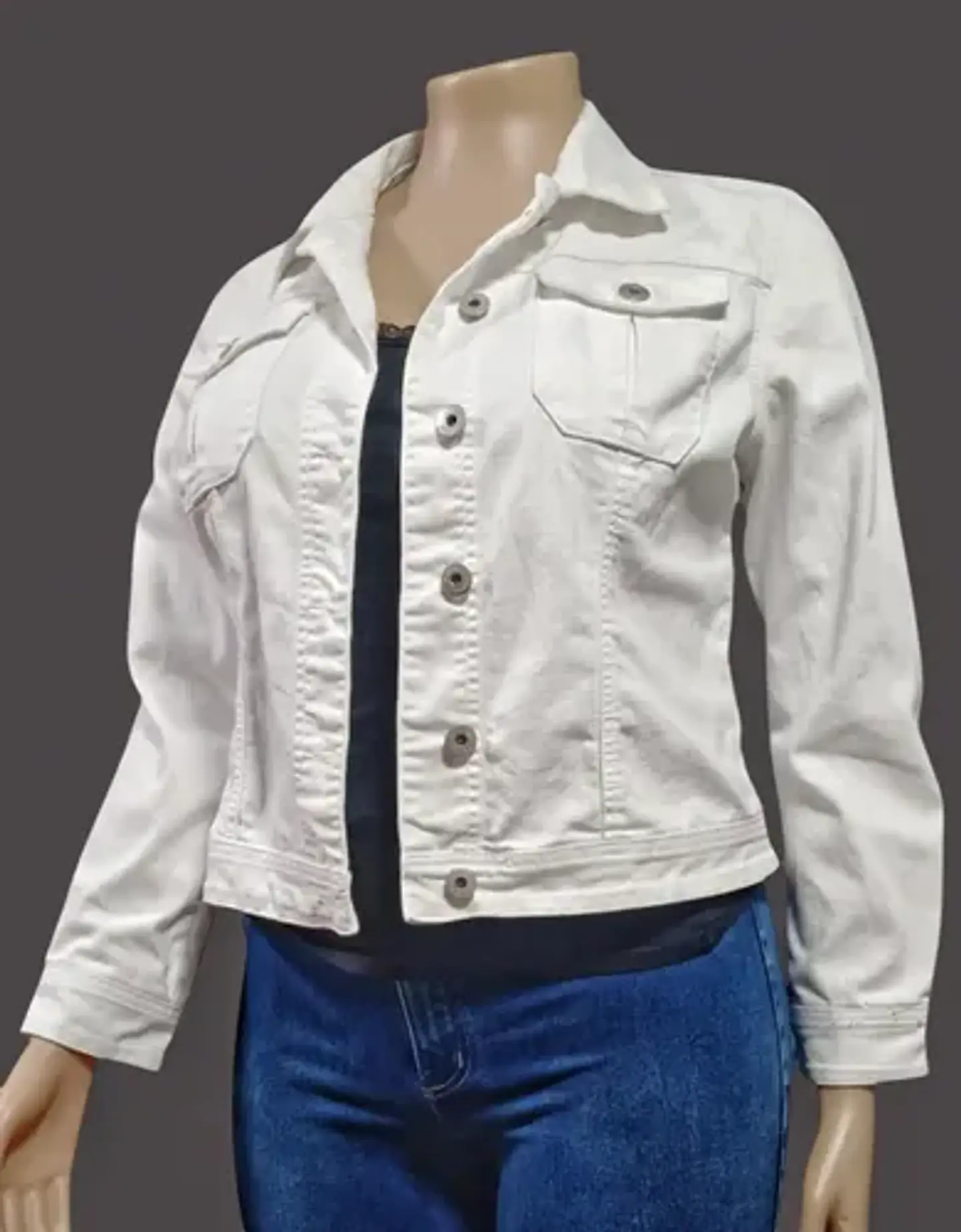 Chaqueta De Mezclilla Blanca Mujer Parasuco 2016 - Talla Xl 4