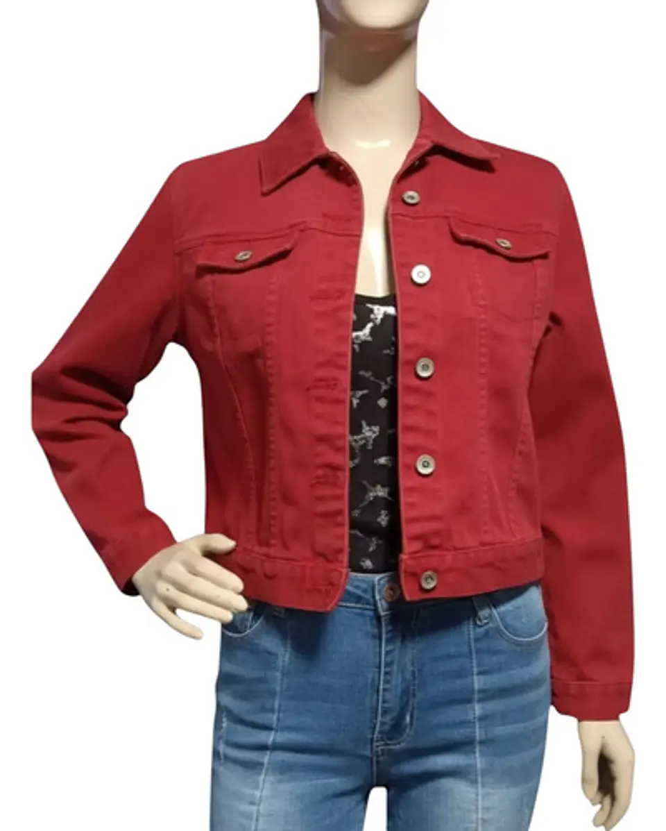 Chaqueta De Mezclilla Roja Crossroads Talla M 2