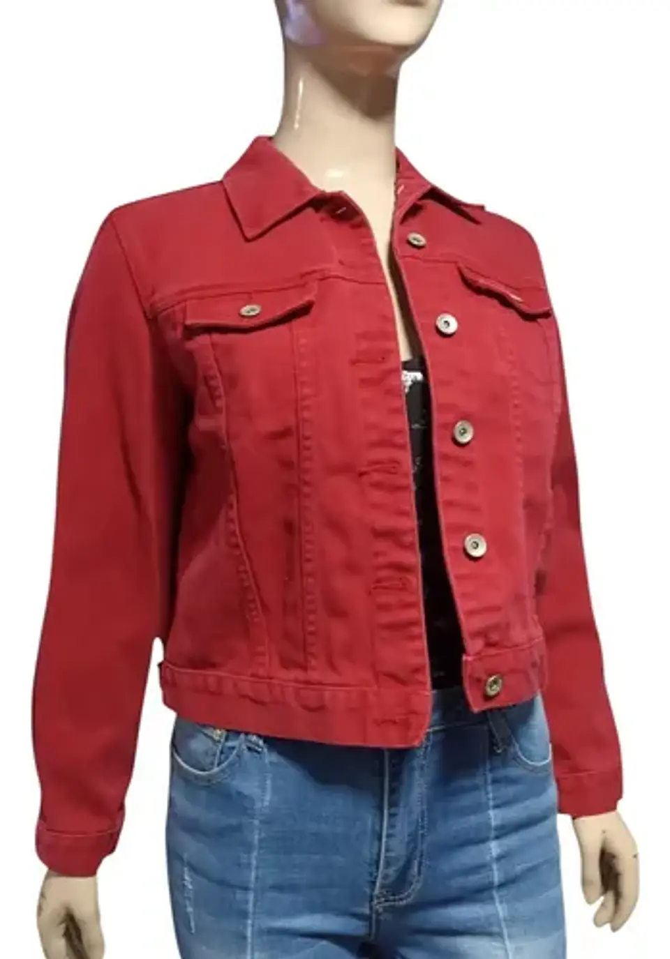 Chaqueta De Mezclilla Roja Crossroads Talla M 3