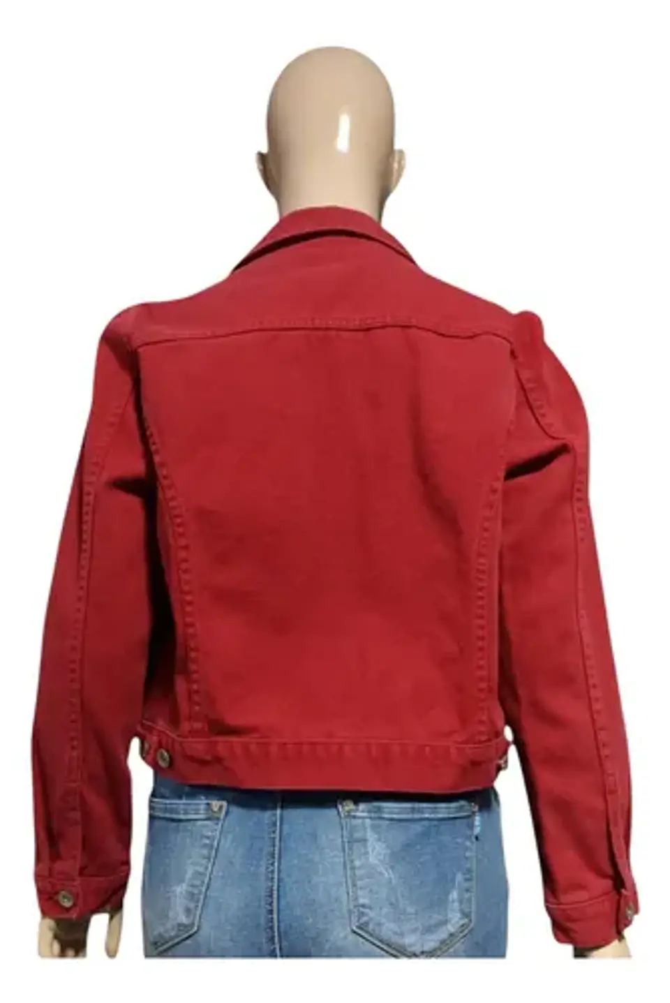 Chaqueta De Mezclilla Roja Crossroads Talla M 4