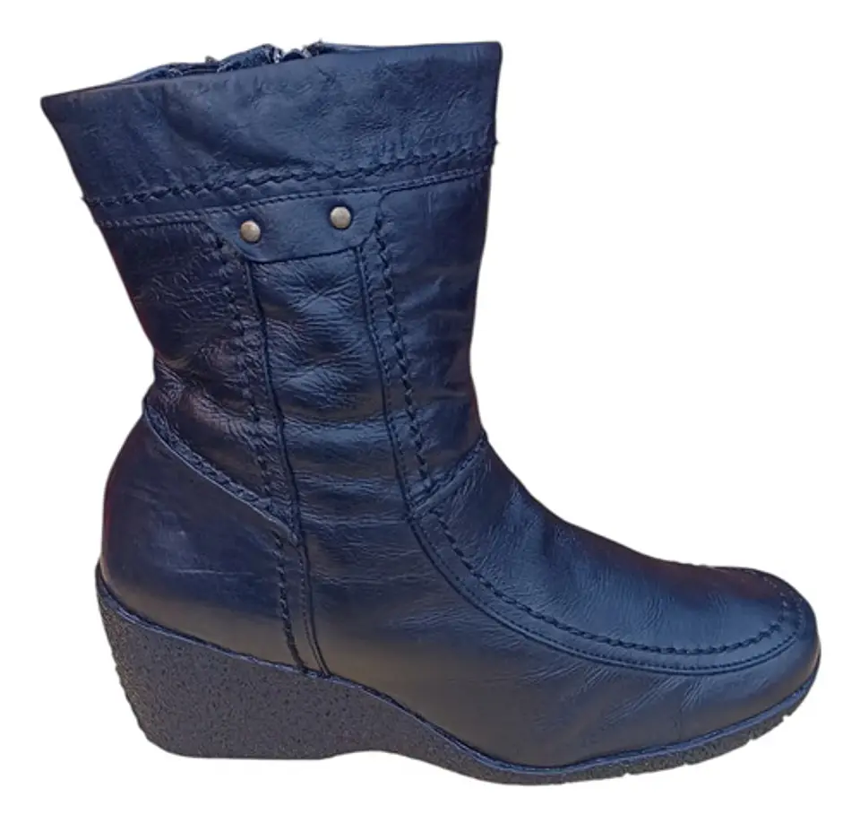Botín Negro Hush Puppies Media Caña Cuero Genuino - Talla 39 2