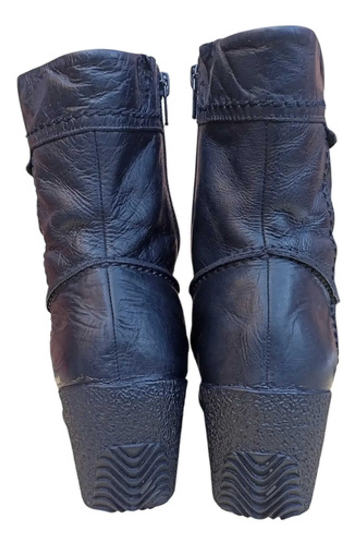 Botín Negro Hush Puppies Media Caña Cuero Genuino - Talla 39 5