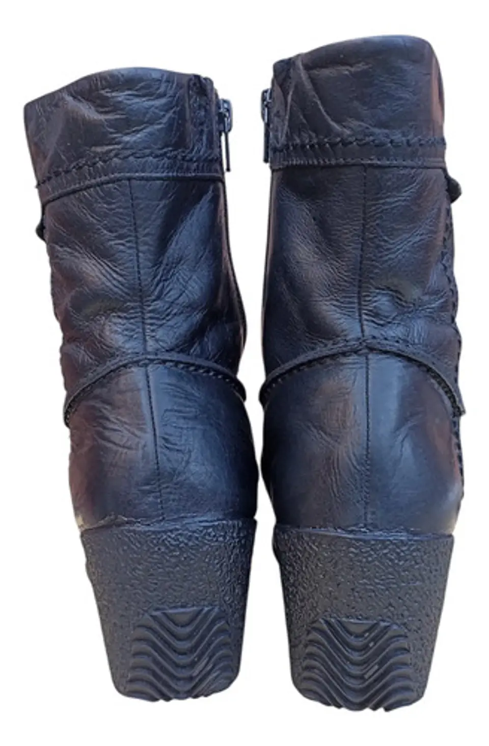 Botín Negro Hush Puppies Media Caña Cuero Genuino - Talla 39 5