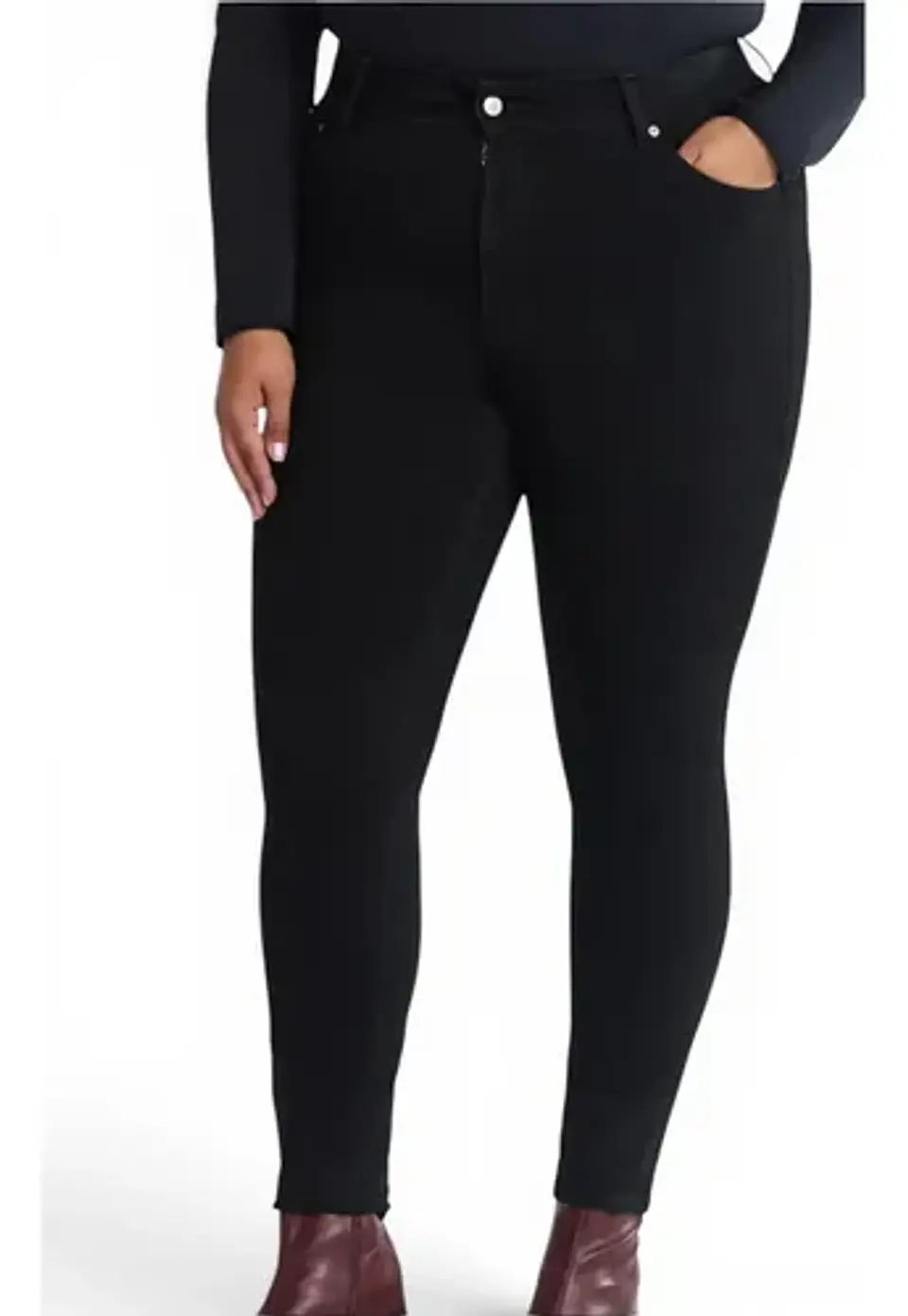 Jeans Negro Pitillo Tiro Alto Importado Tallas Grandes 54/56 1
