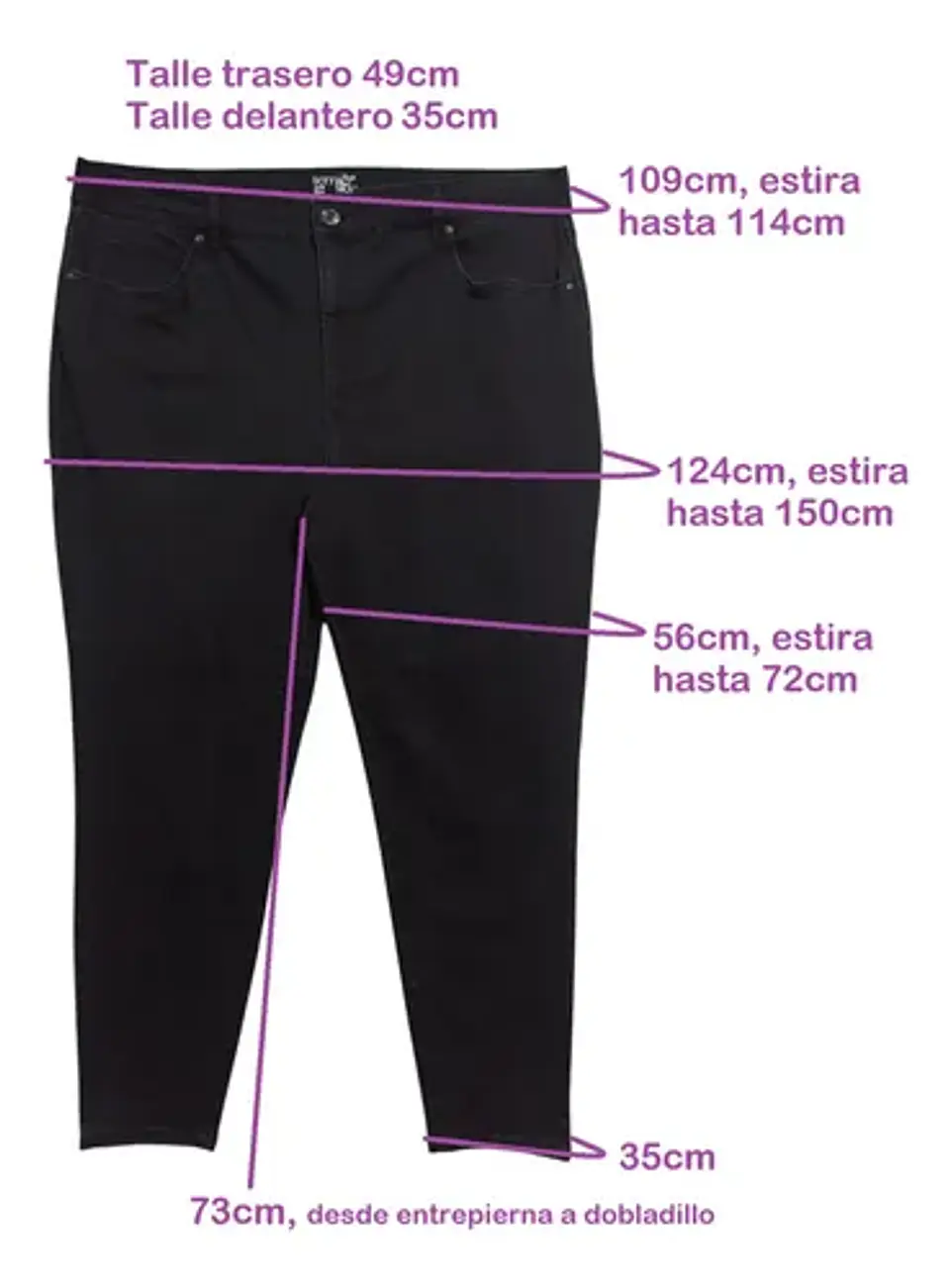 Jeans Negro Pitillo Tiro Alto Importado Tallas Grandes 54/56 7