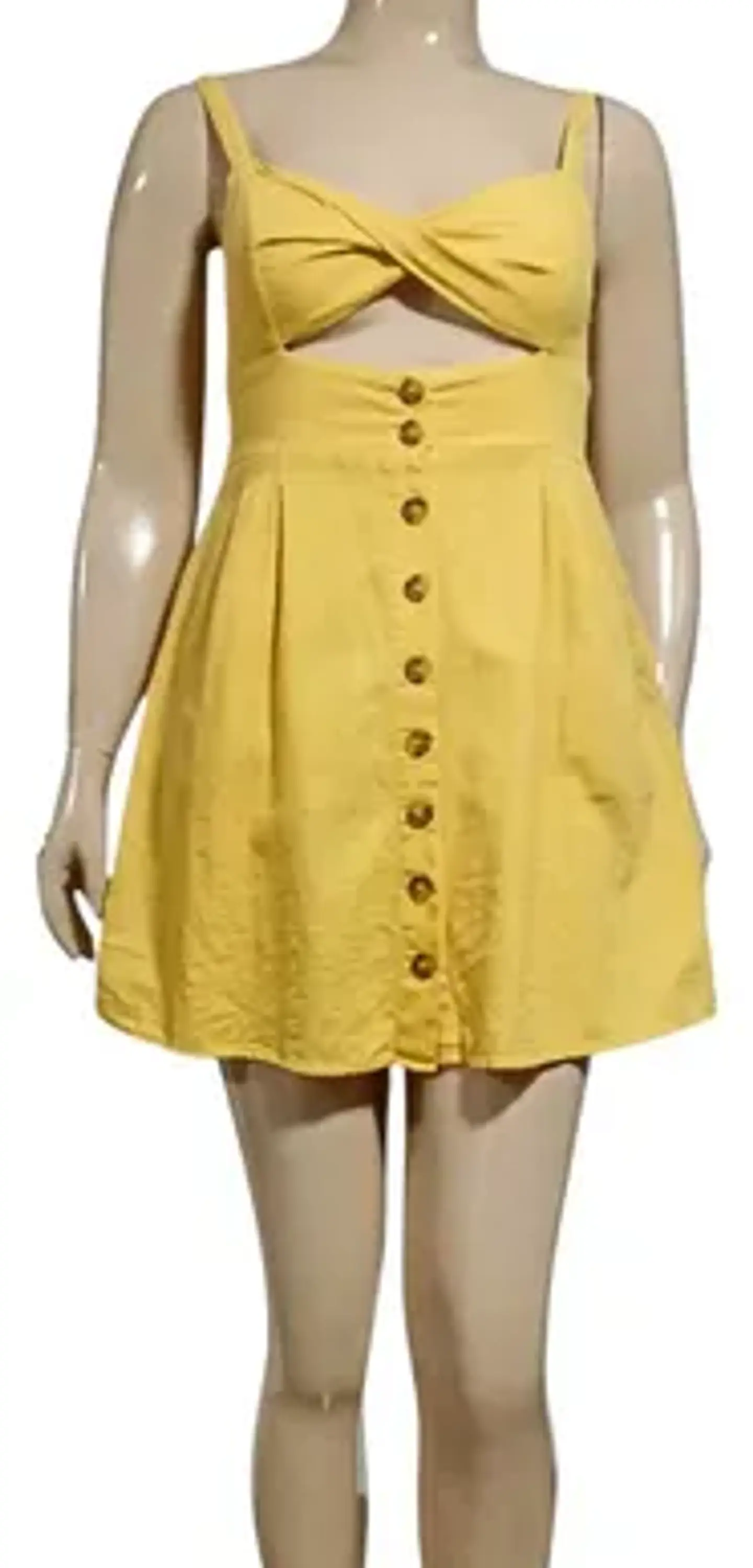 Vestido Corto Forever 21 Lino Amarillo Con Cut Out - Talla M 2