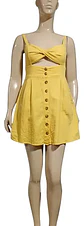 Vestido Corto Forever 21 Lino Amarillo Con Cut Out - Talla M - Miniatura 2