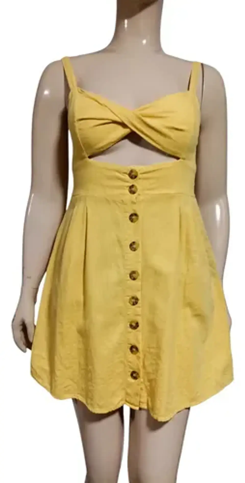 Vestido Corto Forever 21 Lino Amarillo Con Cut Out - Talla M 4