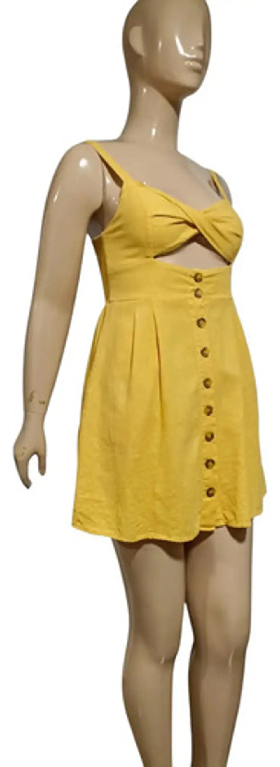 Vestido Corto Forever 21 Lino Amarillo Con Cut Out - Talla M 5