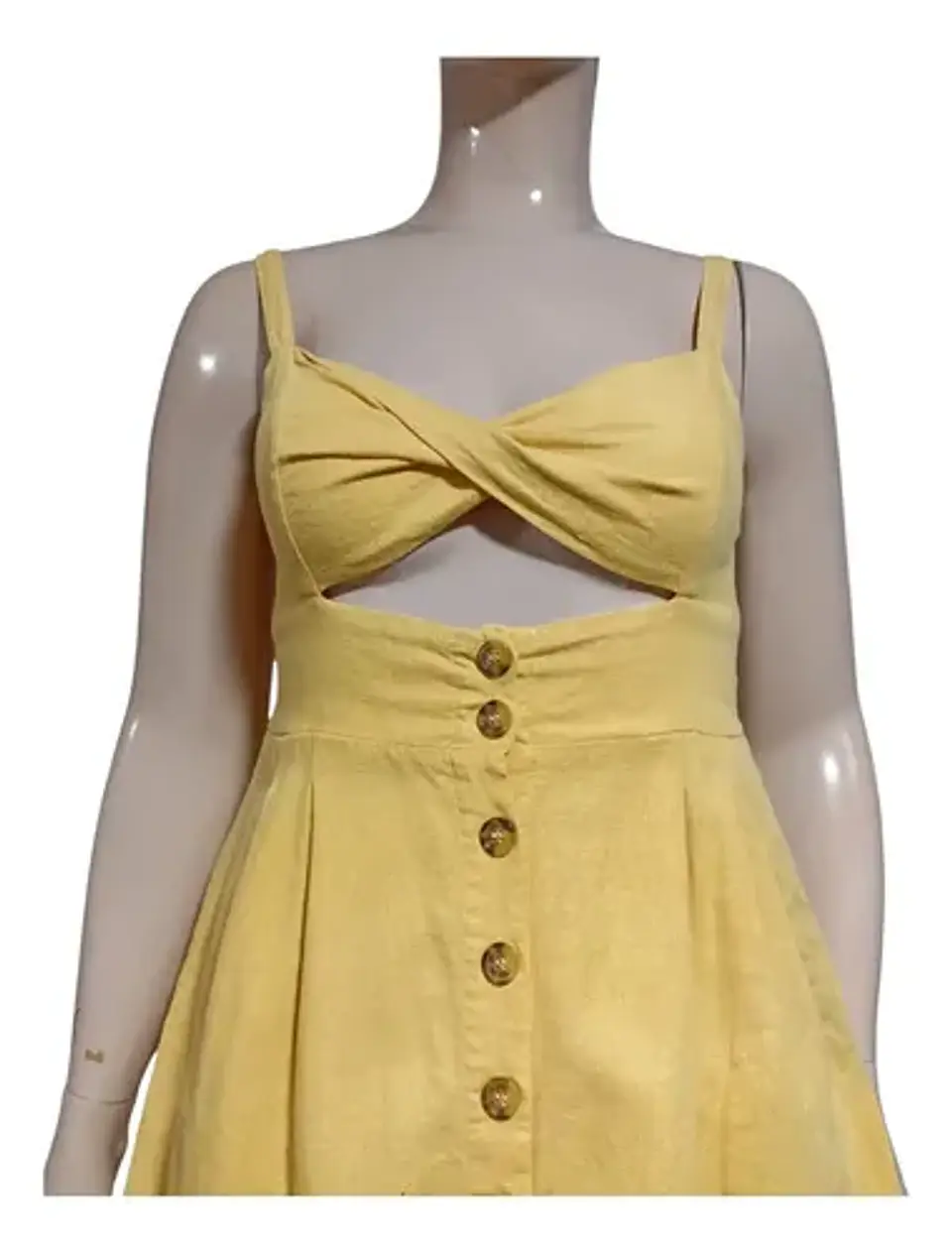 Vestido Corto Forever 21 Lino Amarillo Con Cut Out - Talla M 6