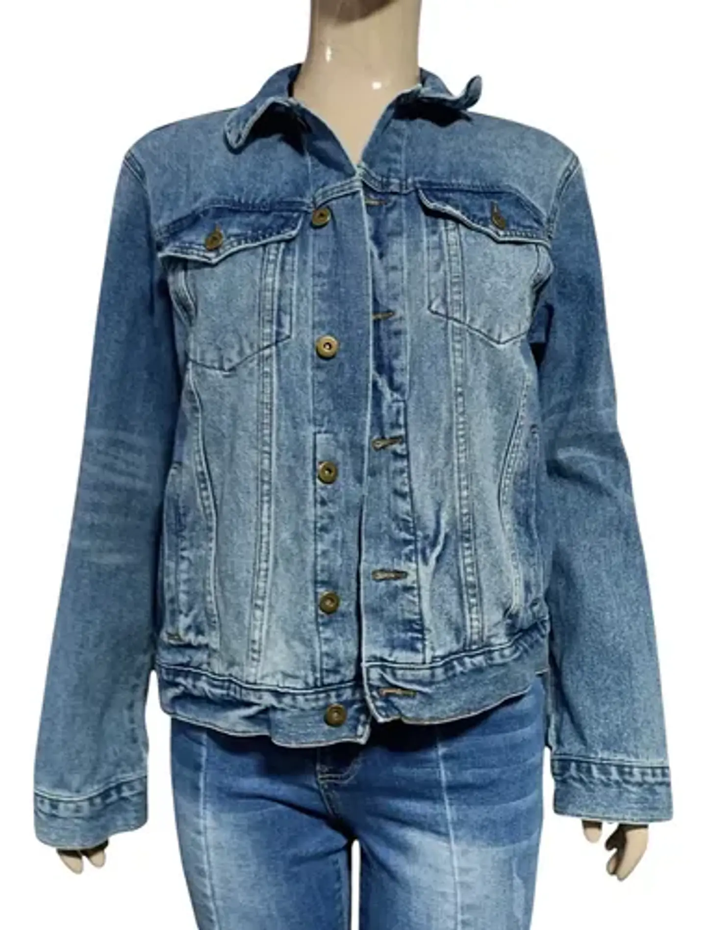 Chaqueta Mezclilla Unisex Con Parche De Lentejuelas Talla L 5