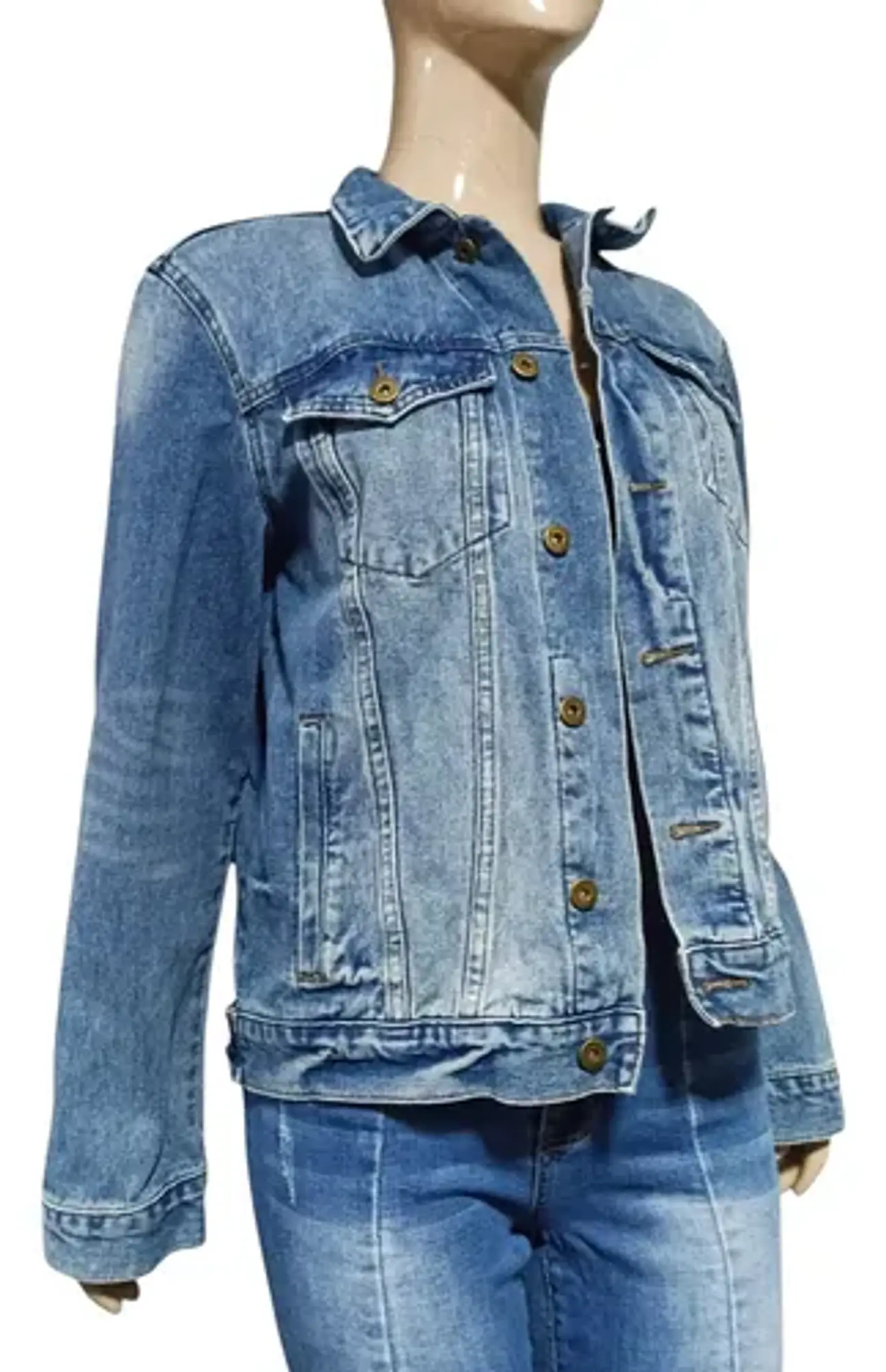 Chaqueta Mezclilla Unisex Con Parche De Lentejuelas Talla L 6