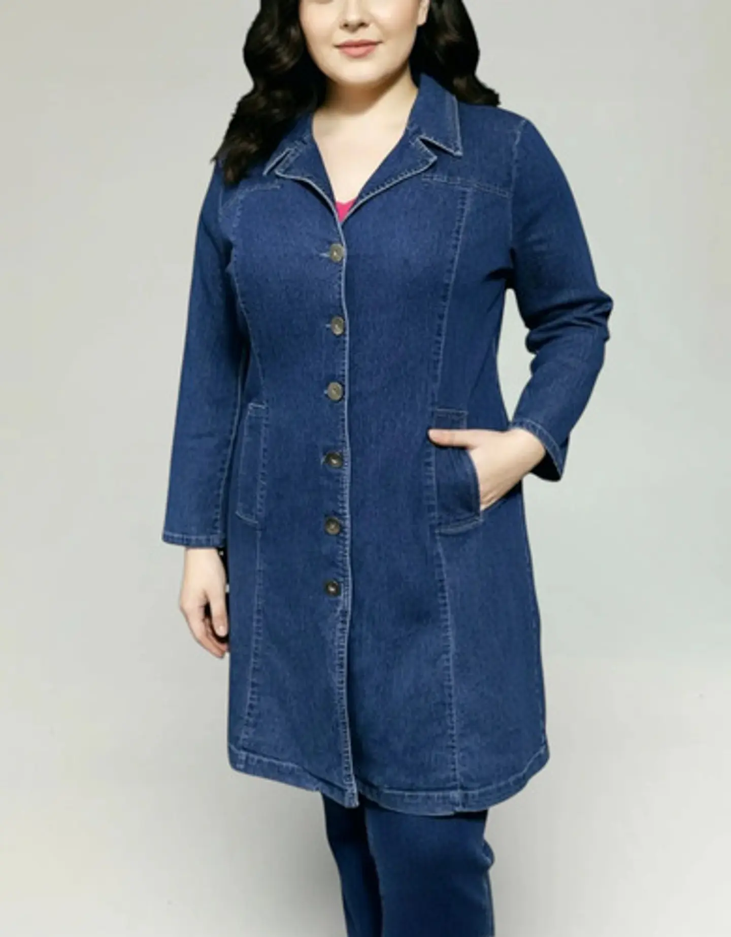 Chaqueta Larga de Mezclilla Tipo Abrigo Tallas Grandes 2XL 1