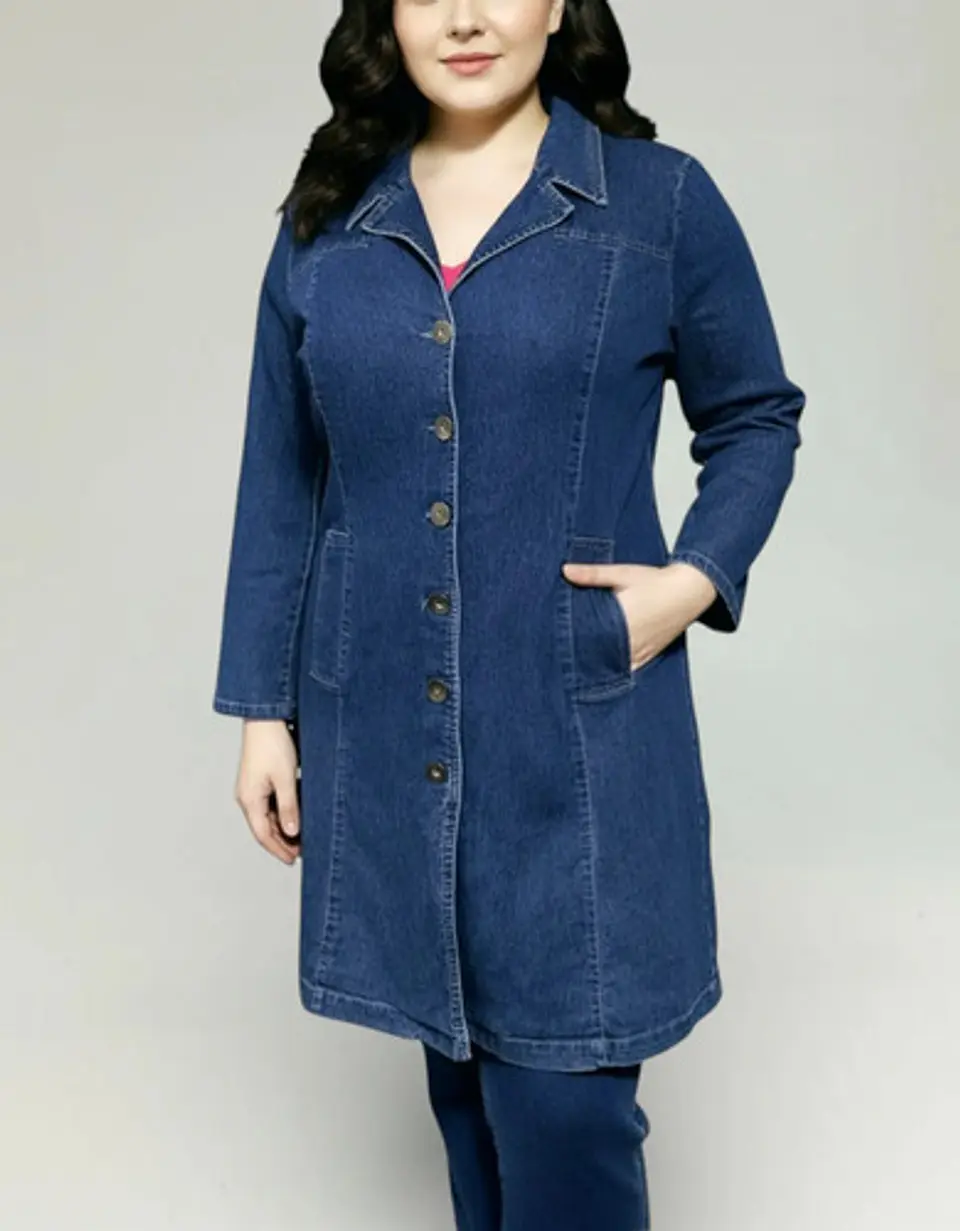 Chaqueta Larga de Mezclilla Tipo Abrigo Tallas Grandes 2XL 1