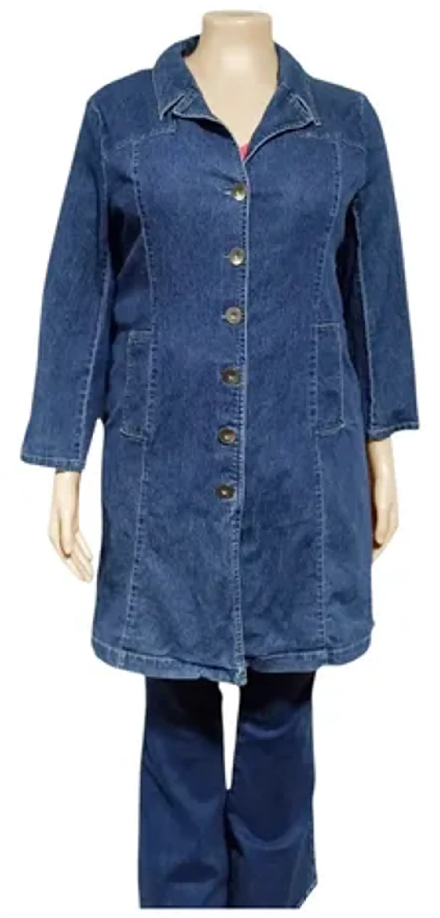 Chaqueta Larga de Mezclilla Tipo Abrigo Tallas Grandes 2XL 2