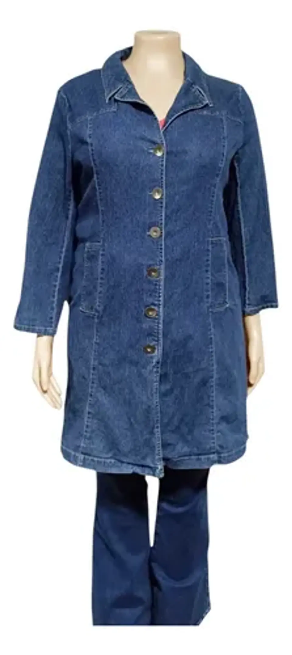 Chaqueta Larga de Mezclilla Tipo Abrigo Tallas Grandes 2XL 2