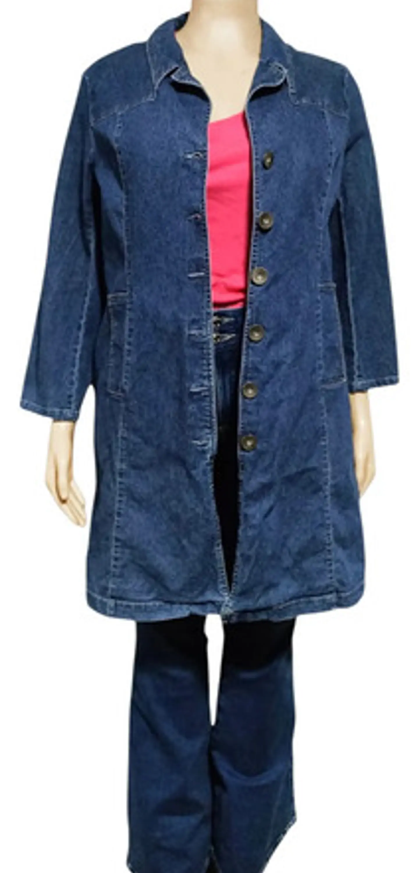 Chaqueta Larga de Mezclilla Tipo Abrigo Tallas Grandes 2XL 3