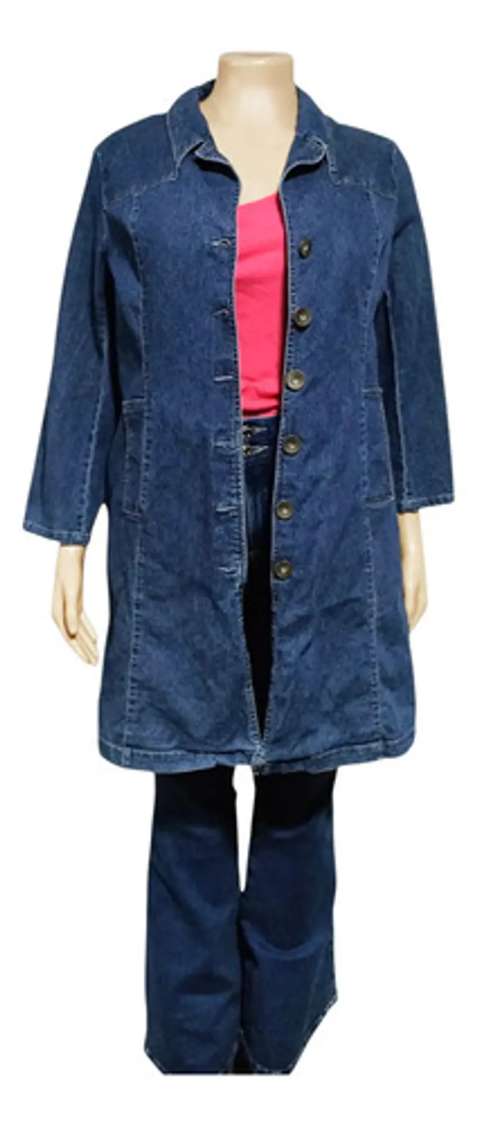 Chaqueta Larga de Mezclilla Tipo Abrigo Tallas Grandes 2XL 3