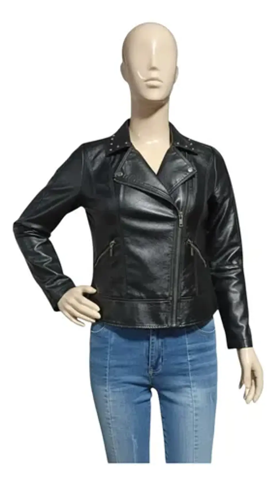 Chaqueta Tipo Biker Eco cuero Negra Curvi Talla  S / M 2