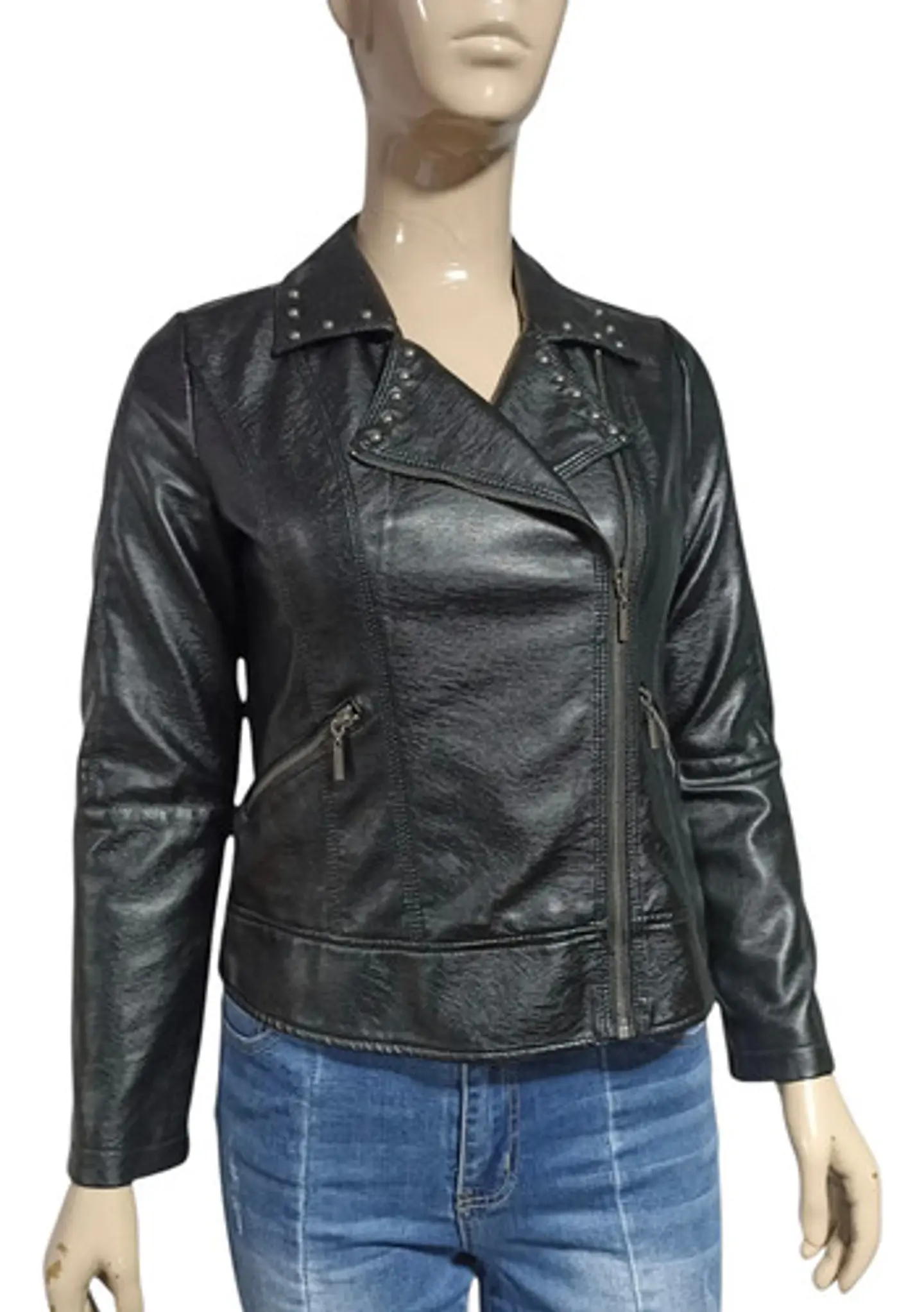 Chaqueta Tipo Biker Eco cuero Negra Curvi Talla  S / M 6