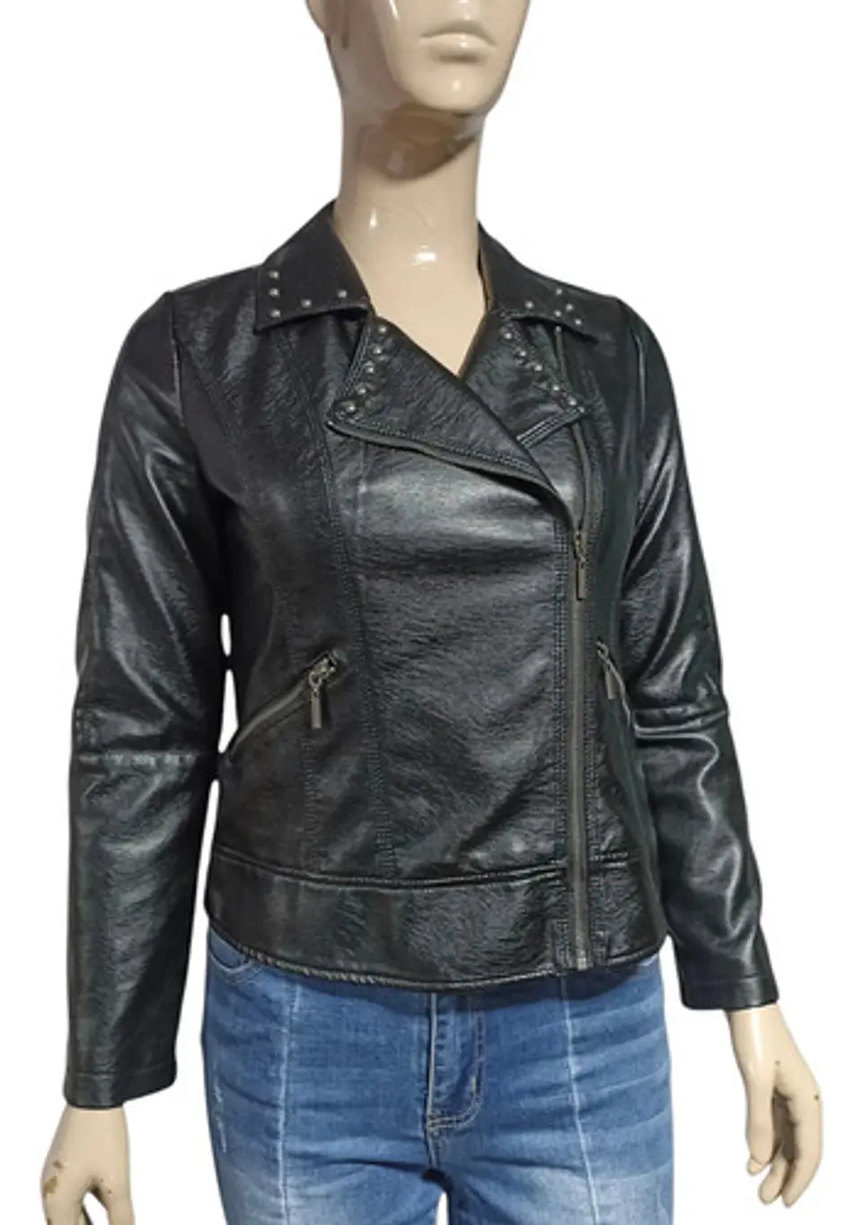 Chaqueta Tipo Biker Eco cuero Negra Curvi Talla  S / M 6