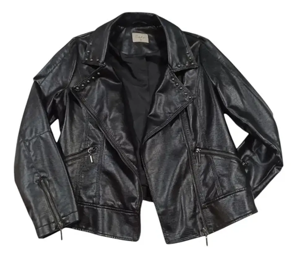 Chaqueta Tipo Biker Eco cuero Negra Curvi Talla  S / M 7