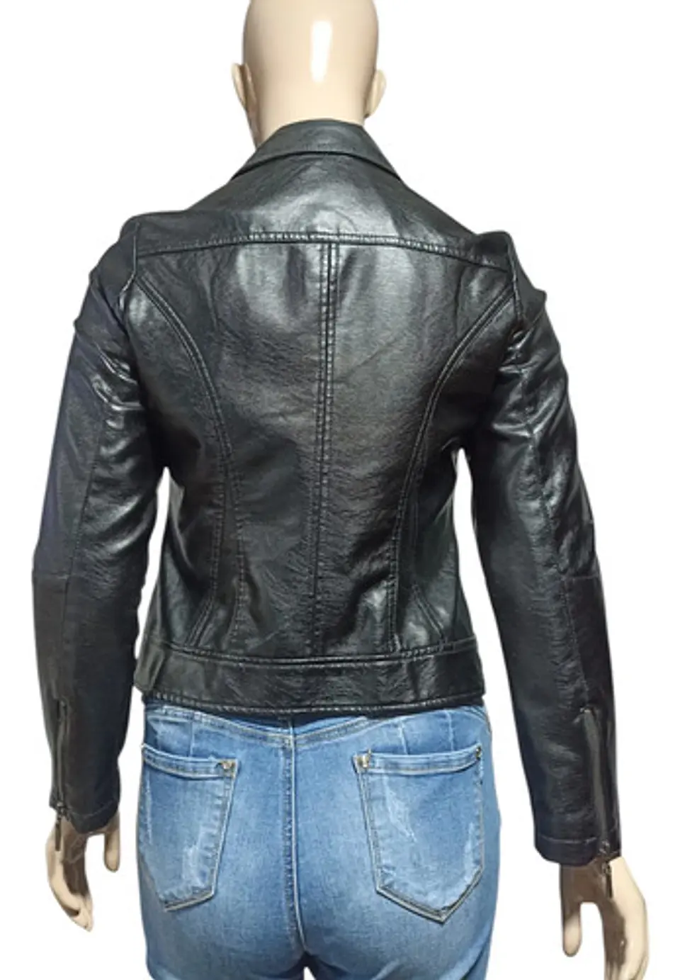 Chaqueta Tipo Biker Eco cuero Negra Curvi Talla  S / M 8