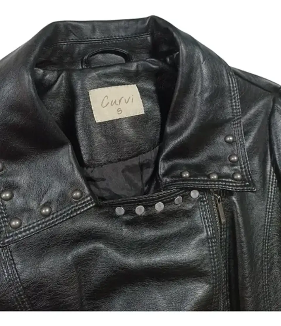 Chaqueta Tipo Biker Eco cuero Negra Curvi Talla  S / M 9