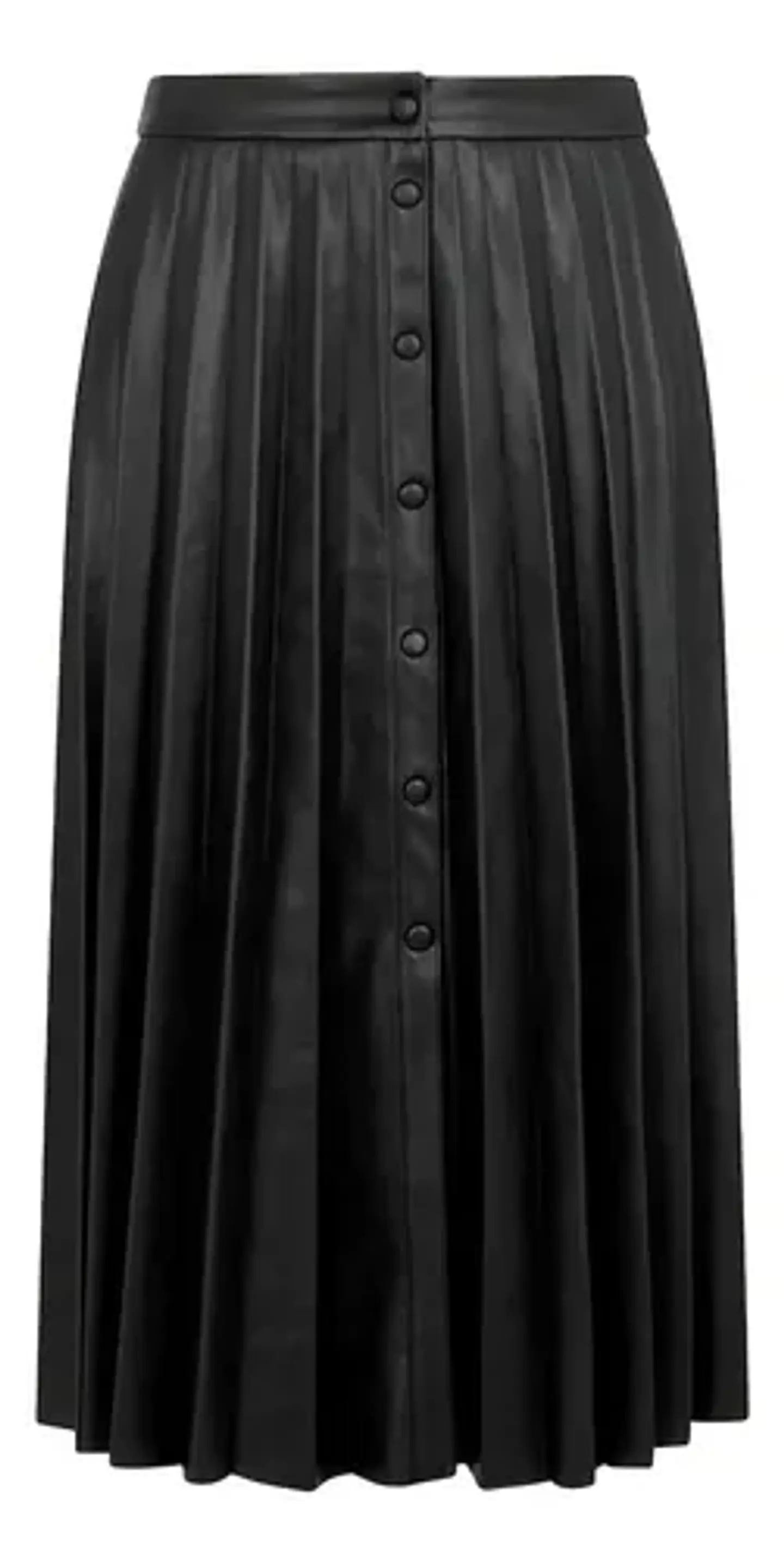 Falda Midi Plisada Orsay De Eco Cuero Negra Talla S 2